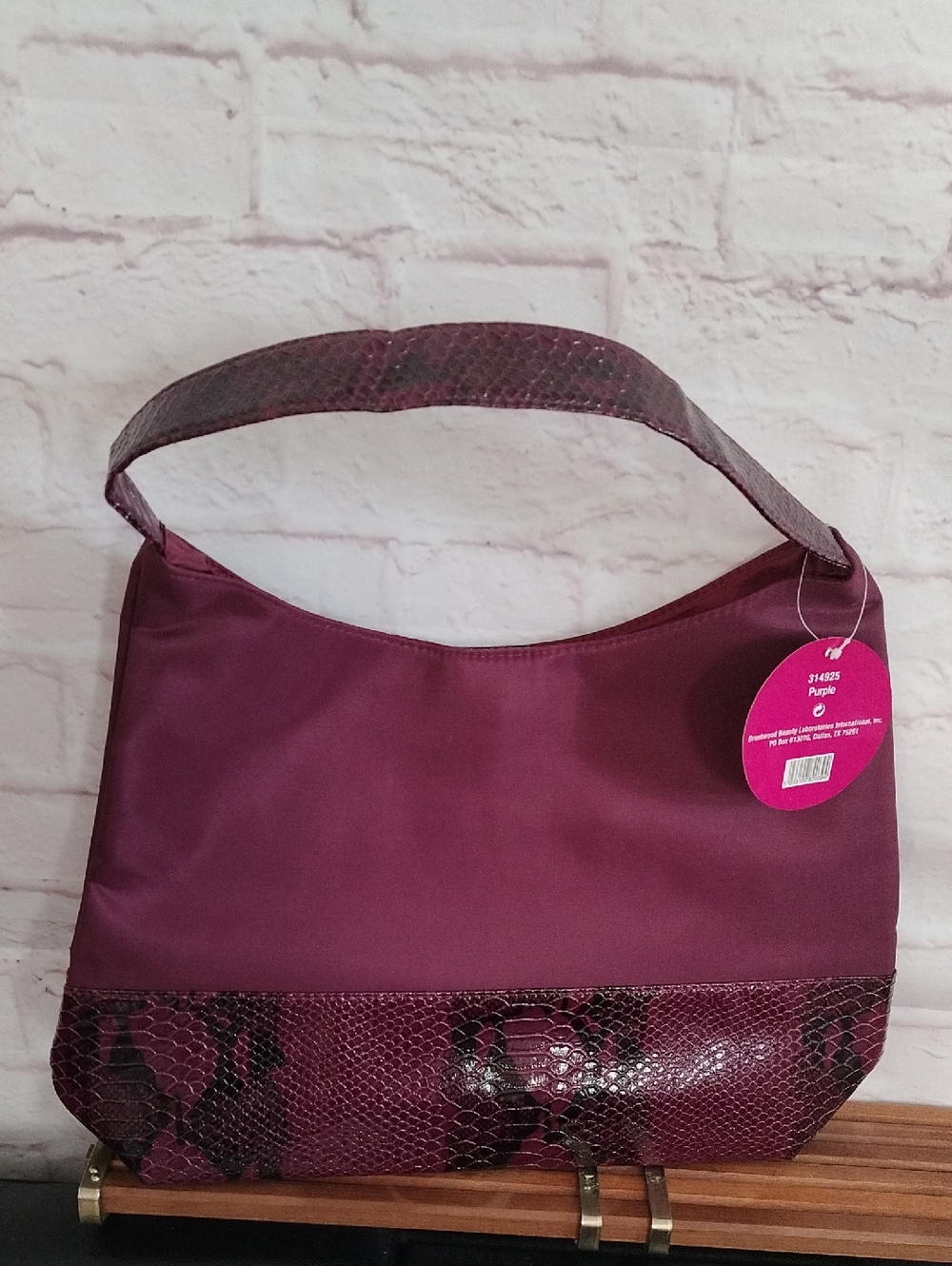 Women's Purple Hobo Bag with Snakeskin Trim
